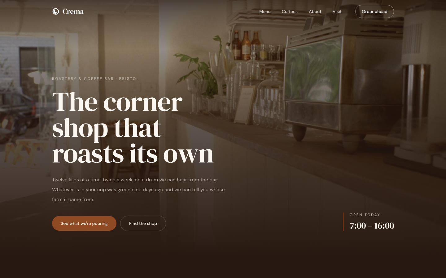 Crema template — live preview