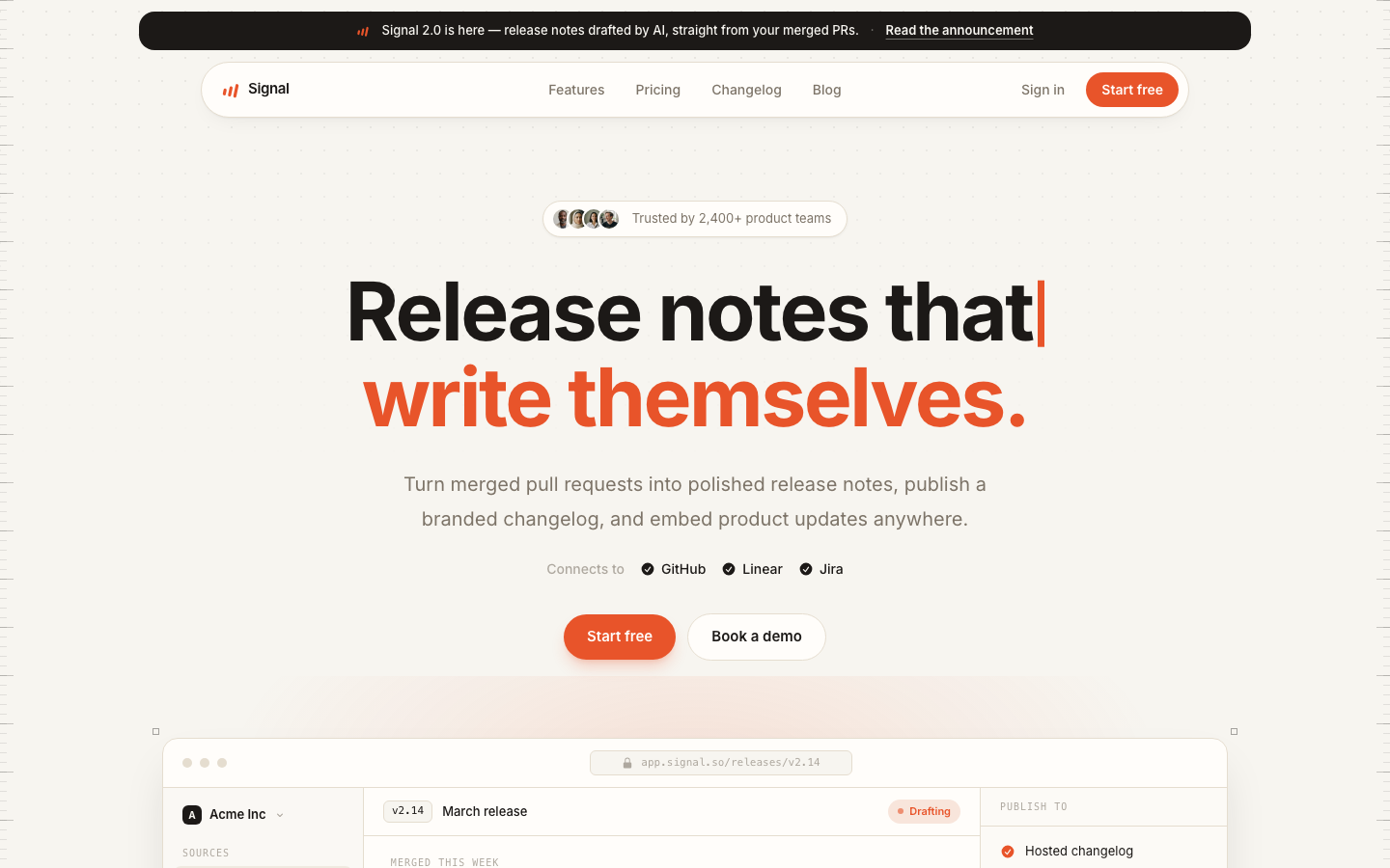 Signal template — live preview