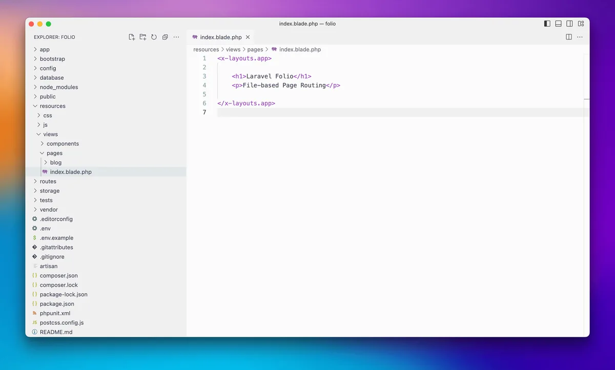 Laravel Folio Screenshot